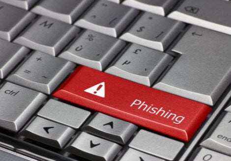 A keyboard with a phishing key.