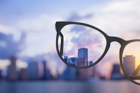 The view through eyeglasses.