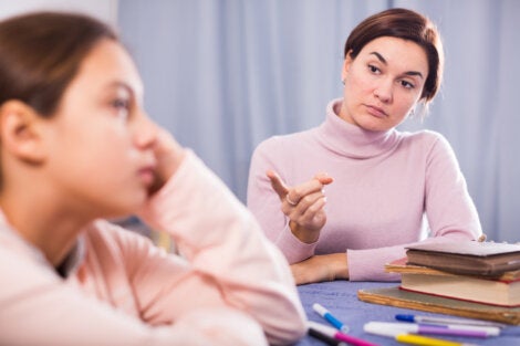 A mom angry at her daughter.