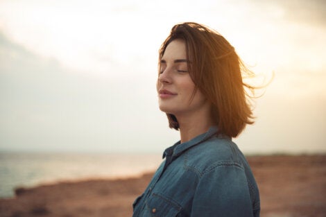 A woman feeling the peace and calm neurotransmitter.