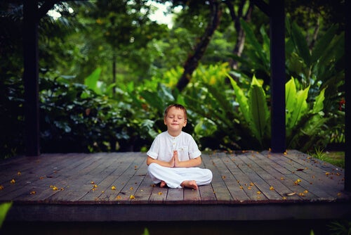 A child meditating.