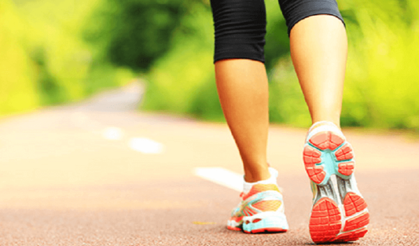 A woman running.