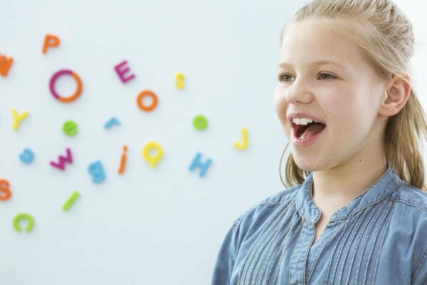 A girl talking.
