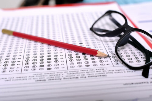 A multiple choice test.