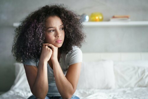 A pensive woman.