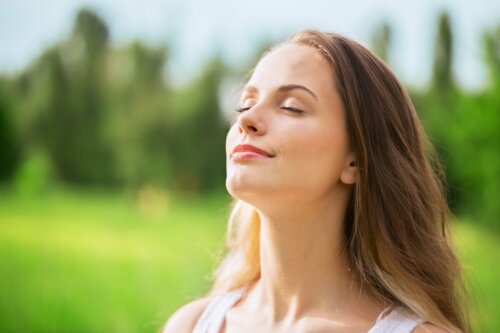 A woman enjoying herself.