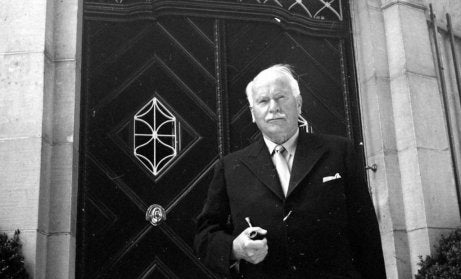 Carl Gustav Jung in black and white.