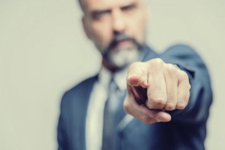 A man pointing a finger.