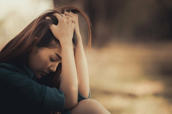 A distressed woman.