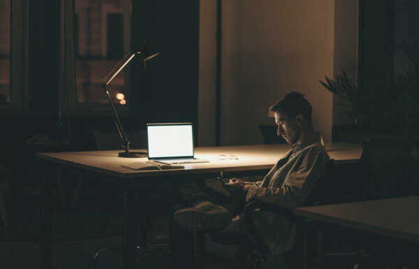 A man looking at his phone.