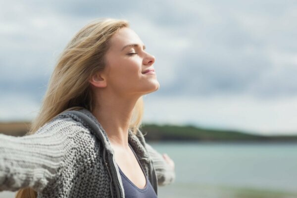 A woman enjoying herself.