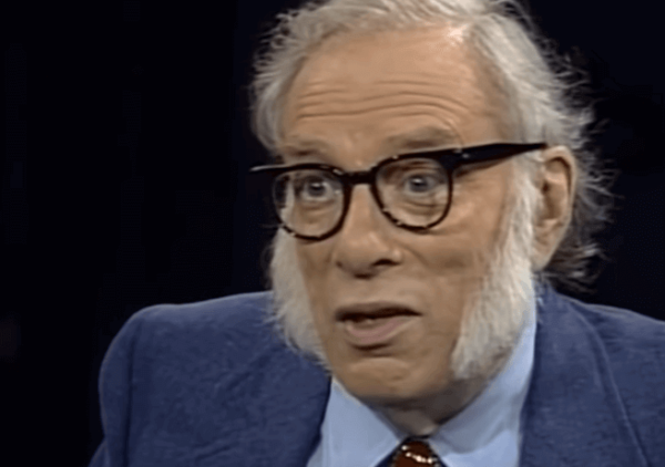 Isaac Asimov talking to someone.