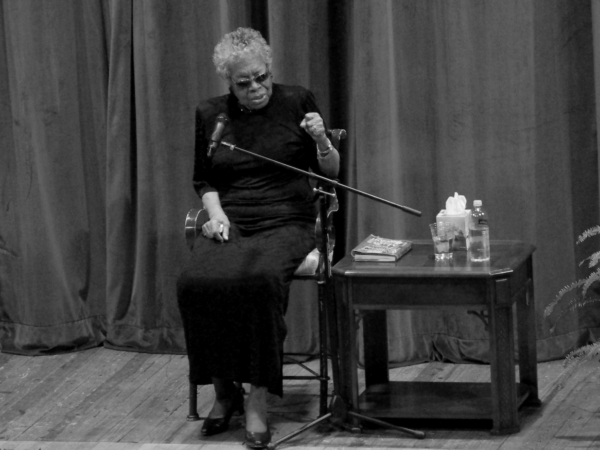 Maya Angelou giving a lecture.