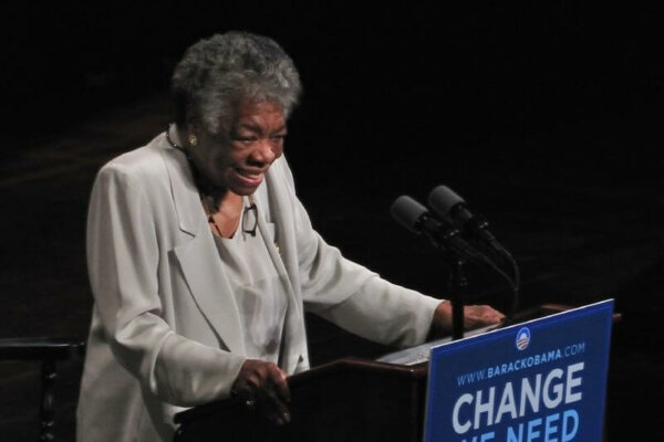 Maya Angelou giving a lecture.