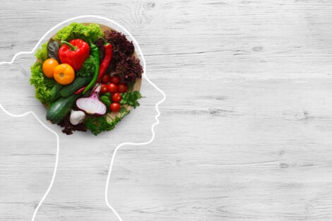 A mind made of food representing psychonutrition.
