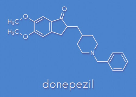 The molecular structure of the drug donepezil.