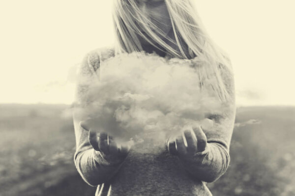 A woman with a cloud.