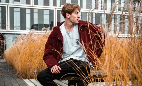 A man outside a campus.