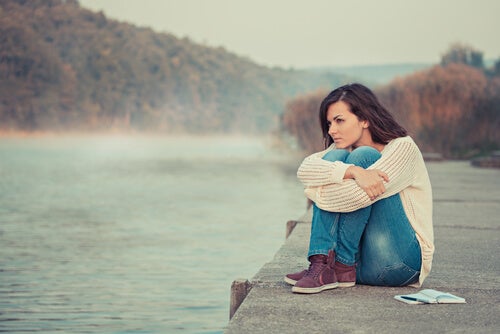 A woman on a pier.