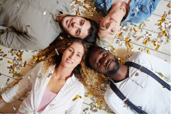 Four people lying down.