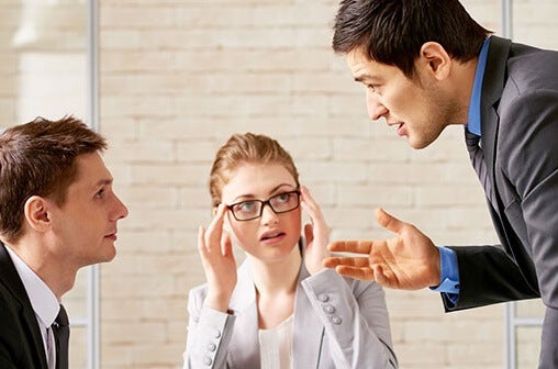 An office argument, perhaps aggressive competitive people.