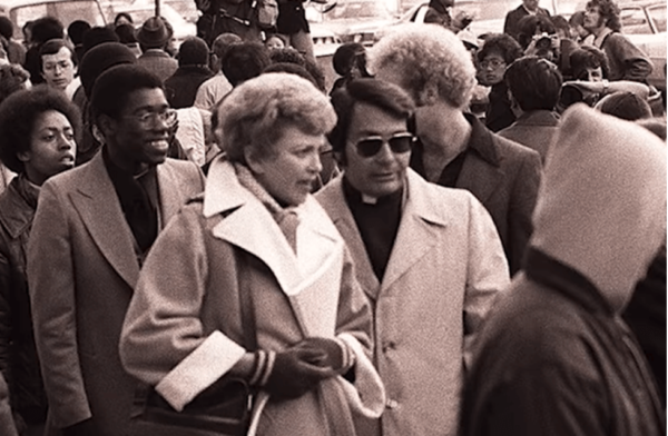 Jim Jones in a crowd of people.