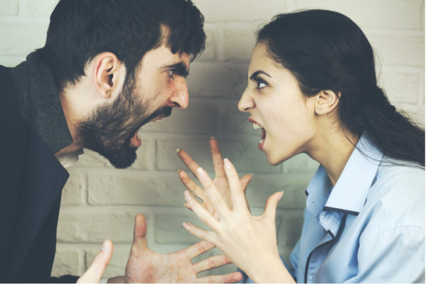 A couple arguing.
