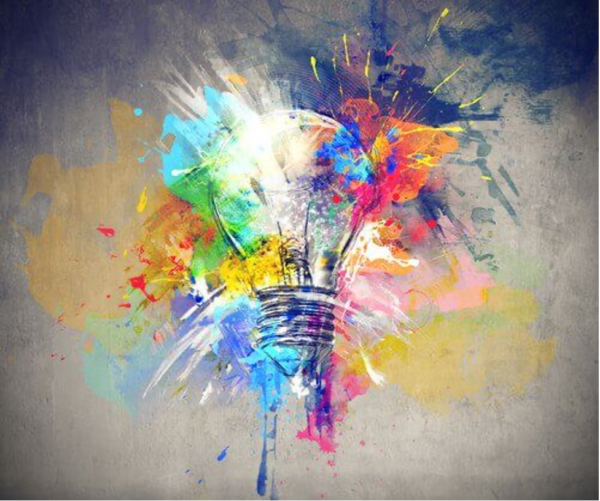 A painting of a light bulb.