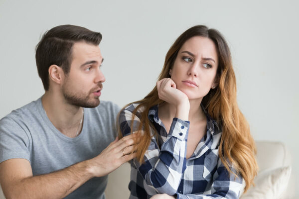 A couple arguing.