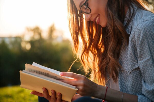 A woman reading.