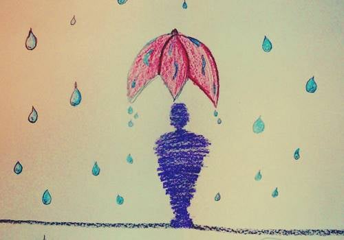 Osoba w deszczu.
