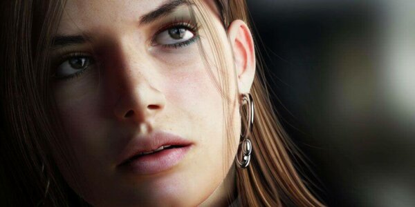 A woman thinking about depersonalization.