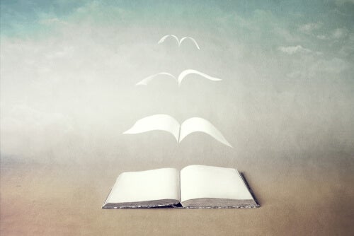 Some book pages flying.