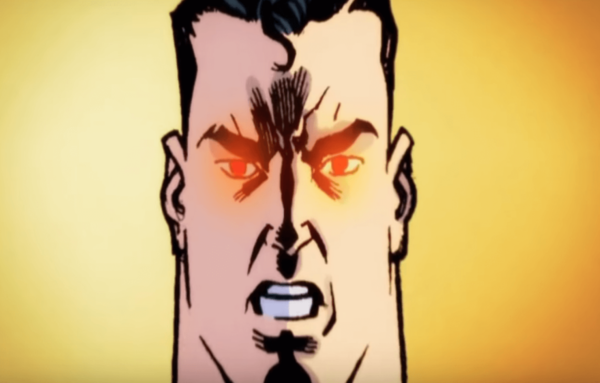 Superman with red eyes.