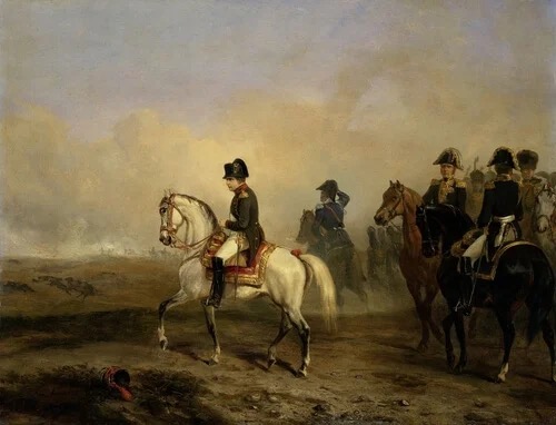 Napoleon on horseback.