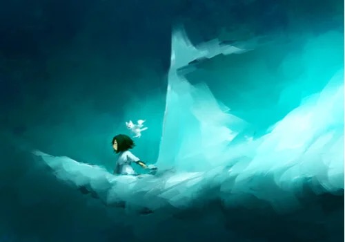 A girl in a dreamlike picture.