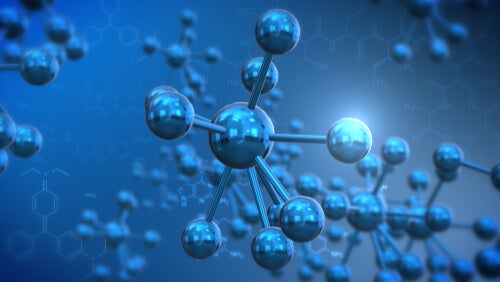 A blue molecule.