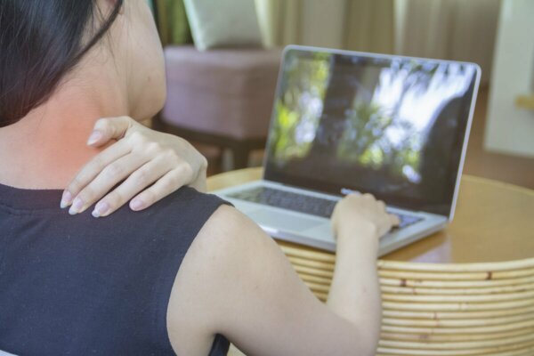 A person working on a computer.