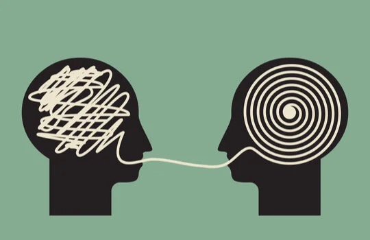 A diagram showing speaking and listening.