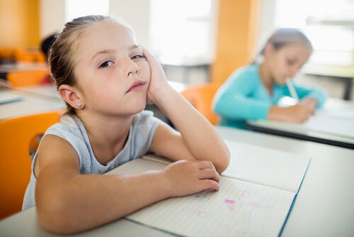 A child in a boring class.