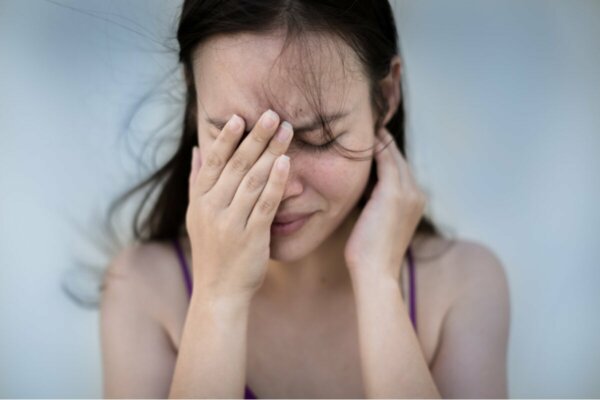 A distressed woman.