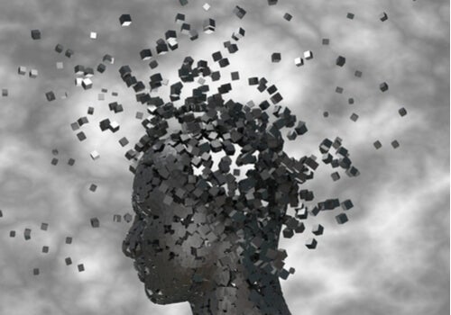 Een hoofd dat uiteenvalt