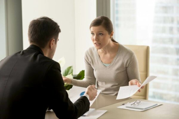 Two people arguing.