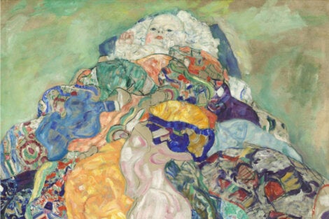 Een baby in de wieg van Klimt