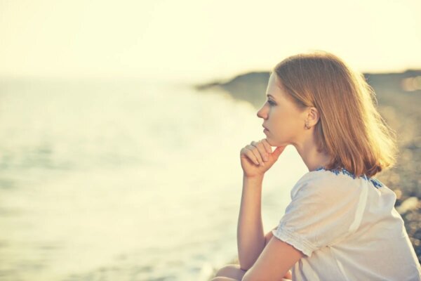 A woman thinking.