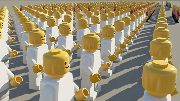 A group of lego men.