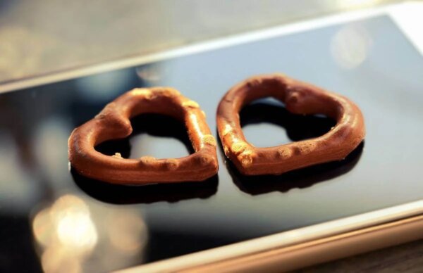 Two heart pretzels.