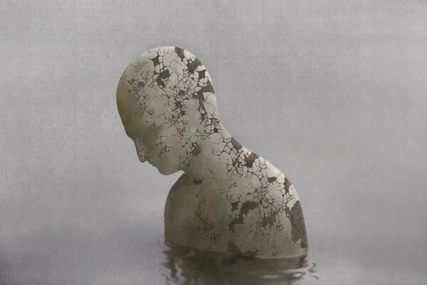 A statue in water.