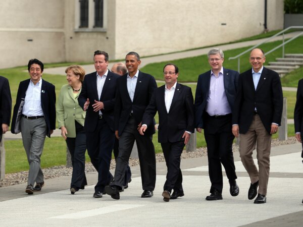 The leaders of the G8 use soft power to create diplomacy.