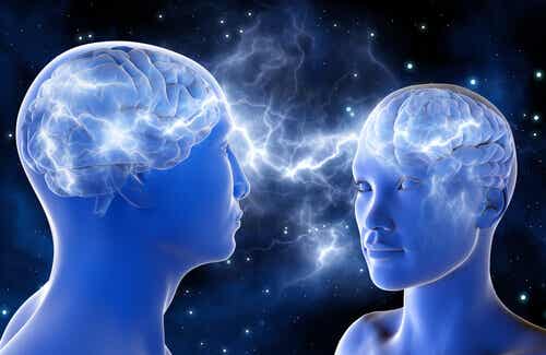 Two people communicating mentally.